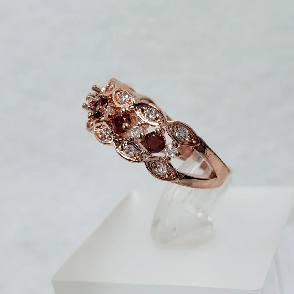 Rose Gold Red Stack Ring - Picture 2 of 8